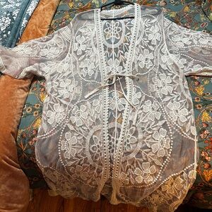 Do Everything in Love Floral Lace Kimono blush pink